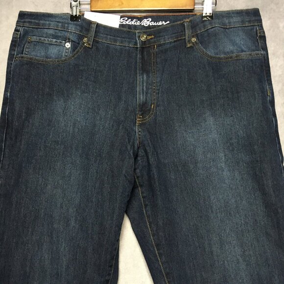 Eddie Bauer Men Flannel Lined Blue Jeans size 40x34 Straight Fit - Lot of 2 Pair - Picture 9 of 16